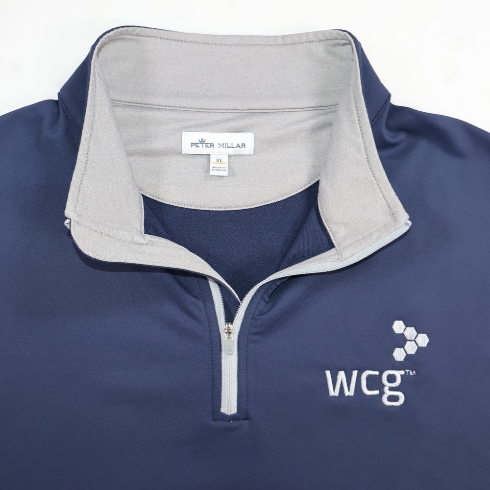 Peter Millar Men's XL Navy Blue Performance Quarter Zip Pullover Golf Stretch